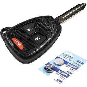 HQRP Key-Fob Remote Shell Case Cover Smart Key Keyless and Two Batteries Compatible with Dodge Ram 1500/2500/ 3500 2005 2006 2007 2008 05 06 07 08