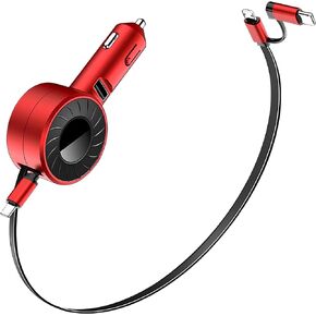Retractable Fast Car Charger compatible for iPhone and Android with Dual Port USB C Cables 4-in-1 with Ports Adapter Car interior Accessories