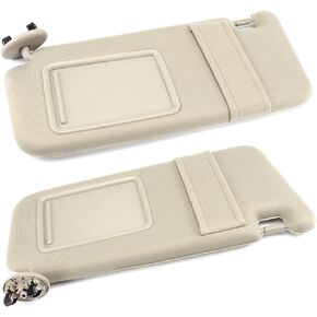FEXON Pair Sun Visor Left Driver Right Passenger Side Compatible with 2007 2008 2009 2010 2011 Toyota Camry and Camry Hybrid Without Sunroof and Light (Beige)