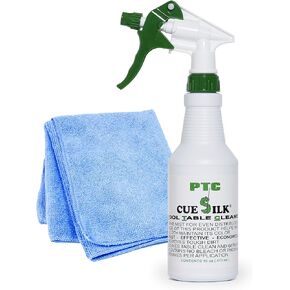 مجموعة زجاجات منظف طاولة حمام السباحة Cue Silk PTC سعة 16 أونصة مع قطعة قماش من الألياف الدقيقة