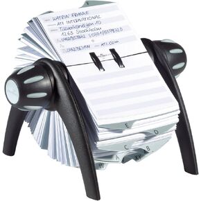 DURABLE TELINDEX, Black Flip Rotary Address Card File, 500 Double-Sided Cards, 25 Alphabetical Dividers (241601)