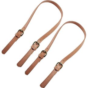 Piutouyar 2 Pcs PU Leather Purse Handles 65cm - 71cm / 25.6Inch-28Inch Adjustable Leather Purse Strap Double Buckle Leather Shoulder Strap Replacement, Brown