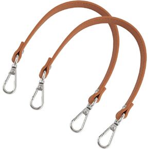 Framendino, 2 Pack Brown Purses Leather Replacement Handles Straps Handbags Shoulder Bag Strap with Silver Swivel Lobster Buckles