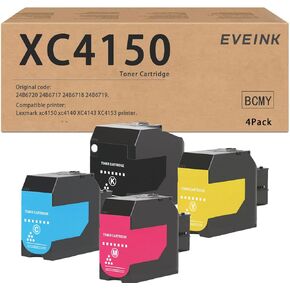 EVEINK XC4150 Toner Cartridge Remanufactured Replacement for 24B6720 24B6717 24B6718 24B6719 Toner Cartridge Compatible with LM XC4140 XC4150 XC4143 XC4153 Printer(4-Pack,Black Cyan Magenta Yellow).