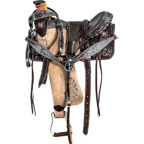 Manaal Enterprises Premium Leather Horse Wade Tree Western Leather Ranch Roping Work Horse Saddle Leather Saddle Work in Size 10" to 18" inches Seat Available