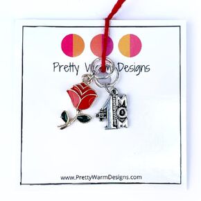 Rose + #1 Mom Stitch Markers for Knitting | Handmade by Pretty Warm Designs | Gift for Valentine's Day
