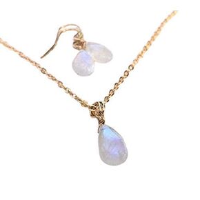 Rainbow Moonstone Gemstone Necklace and Earring Set, 14K Gold Filled, Elegant Gifts for Women, Mom, Mothers Day, Prom, Homecoming, Graduation, Graduate, Brides, Bridesmaids, Wedding Jewelry For Her