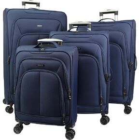 World Traveler Dejuno Angeles Expandable Spinner Luggage Navy, 4-Piece Set