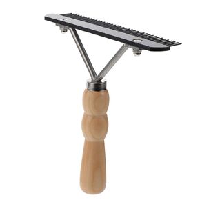 Pet Grooming Brush with Wooden Handle Professional Dematting Comb Grooming Undercoat Rake for Dogs and Cats