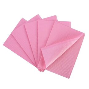 OneMed 125 pcs Dental Bibs Pink, Disposable Dental Bibs 3-Ply Tattoo Bibs Waterproof Dentist Bibs 13" x 18"
