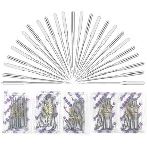 Performore 50 Pack of Sewing Machine Needles, 5 Assorted Sizes (HA 65/9, 75/11, 90/14, 100/16, 110/18) 10pcs of Each, Universal Regular Point Needles, Perfect for Embroidery, Cloth Repair, DIY