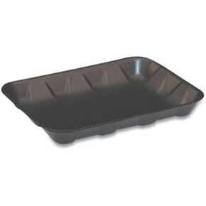 Pactiv Evergreen Supermarket Tray, 4D, 9.58 x 7.08 x 1.25, Black, Foam, 400/Carton