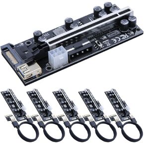 Mailiya V009s Pro PCIe Riser, GPU Riser Card for Crypto Mining 16X to 1X, Powered Riser Adapter w/10 Solid Capacitors/LED Status for BTC/Ethereum Mining ETH(6 Pack)
