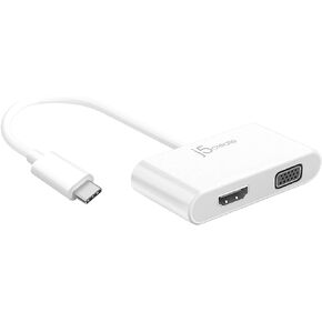 j5create USB-C to HDMI and VGA Adapter Converter - Support 4K UHD 60Hz, Mirror and Extended Mode - Compatible with iPad Pro, MacBook Thunderbolt 3 Ports, Surface Laptop and Other Type-C Devices