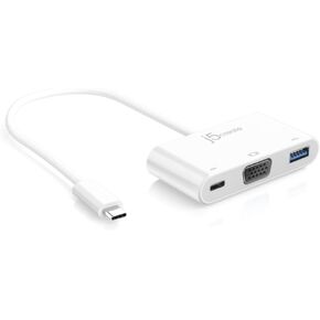 j5create USB-C to VGA & USB 3.0 - Power Delivery | USB Super Speed 3.0 Port | 5 Gbps | 1920 x 1200 @ 60 Hz | 1080p Video Playback | Compatible with USB C Devices
