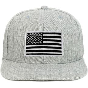 Armycrew Youth Kid Size Black White American Flag Patch Flat Bill Snapback Baseball Cap