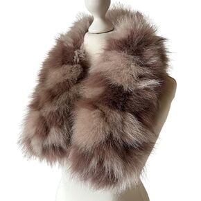 Fluffy Collar Beige Fur Fox for winter coat parka hood 75 cm Mens and Womens