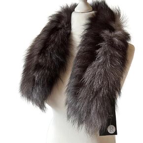 Fluffy Collar Grey Silver Fur Fox for winter coat parka hood 75 cm Mens and Womens