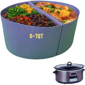 مقسم وعاء الفخار، إدراج مقسم وعاء الفخار، مناسب للفخار 6-7QT، طهي شيئين في وقت واحد ومقسم وعاء الفخار سهل التنظيف، بطانات وعاء الفخار السيليكون البيضاوية، خالية من مادة BPA in Kuwait
