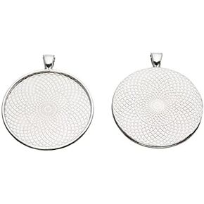 10pcs 40mm Round Cabochon Pendant Blank Base Settings Antique Silver Jewelry Bezel Blanks For Necklace DIY Making Supplies