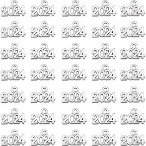 YionZian 100 Pieces Alloy Number 2024 Charms Year Graduation Tassel Pendant For Jewelry Making DIY Necklace Bracelet Earring Jewelry Making