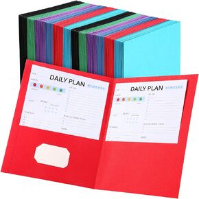 Cholemy 150 Pack Paper Folders with 2 Pockets 9.5" x 11" Two Pocket Folders Bulk Assorted Colors File Folder with Business Card Slot Letter Size Pocket Folders for School Office(Purple)