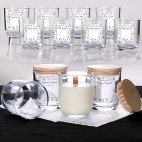 LETINE 12PCS 8oz Amber Glass Candle Jars with Lids - Premium Candle Making Kit, Airtight Candle Vessels with Lids for Crafts, Storage & Gifts, Ideal for Wedding Favors, DIY Candle Business & Home Use