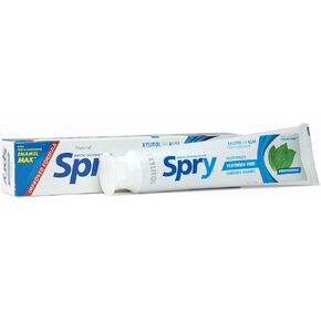 Spry Xylitol Toothpaste 5oz, Fluoride Free Toothpaste Adult and Kids, Teeth Whitening Toothpaste with Xylitol, Natural Breath Freshening, Mouth Moisturizing Ingredients, Peppermint (Pack of 6)