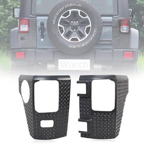 Wocch JK Rear Corner Guards Body Armor Kit Tail Light Trim Covers Compatible with 2007-2018 Jeep Wrangler JK JKU Rear Quarter Panel Black Diamond Armour, Replacement for 11651.01