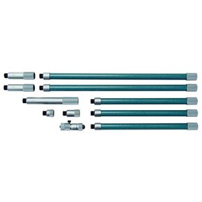 Mitutoyo 137-209 Tubular Vernier Inside Micrometer, Extension Rod Type, Carbide Tipped Face, 50-1000mm Range, 0.01mm Graduation, +/-0.031mm Accuracy, 8 pcs Extension Rods