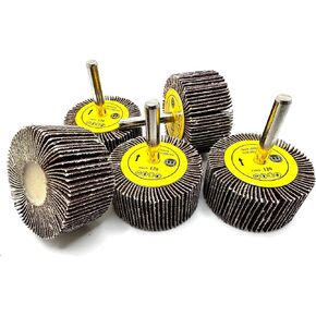 Pro-Graad SuperGrindz 5 Pack 2" x 1" x 1/4" 120 Grit Aluminum Oxide Shank Mounted Abrasive Flap Wheels, Ideal for Metal, Wood, Grinding, Blending, Polishing, Rust & Paint Removal in Kuwait