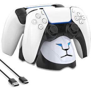 قاعدة شحن NINKI Dual PS5 متوافقة مع محطة شحن PS5 DualSense، شاحن مزدوج سريع لشاحن وحدة تحكم PS5، قاعدة شحن لاسلكية Playstation 5 لشاحن وحدة تحكم Playstation 5 DualSense