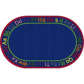 Flagship Carpets Know Your ABCs Educational Oval Rug for Home Learning Area or Classroom Mat, Kids Room or Playroom Carpet, 7'6" x 12', Blue/Multi