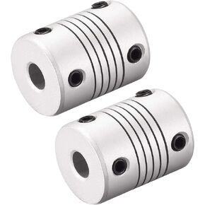 uxcell 6.35mm to 10mm Aluminum Alloy Shaft Coupling Flexible Coupler Motor Connector Joint L25xD19 Silver,2pcs