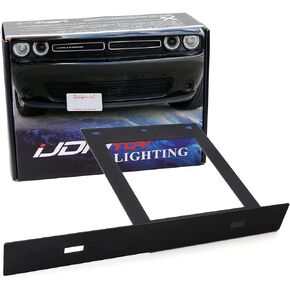 iJDMTOY No Drill Required Front License Plate Mounting Bracket Relocator Compatible with 2008-up Dodge Challenger