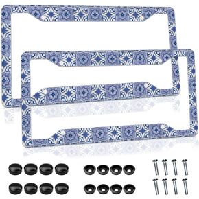 License Plate Frames for Women Faux Abalone License Plate Frame Aluminum Accessory Decorative 4 Holes and Screws Fits US Standard USA Canada Vehicle Standard 2 Pack