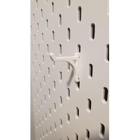 'Just Hanging' Pegboard Hook Packs, Compatible with IKEA SKADIS Pegboard, Display Hook SKADIS Accessory (Glossy White, 12pk, Spool Hook)