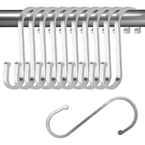 ZEONHEI 30 جهاز كمبيوتر شخصى 3.4 بوصة خطافات ألومنيوم فضية S، خطافات تعليق على شكل S شديدة التحمل، خطافات رف الوعاء S خطافات المطبخ لتعليق أدوات المطبخ والأكواب والحقائب والملابس والمناشف in Kuwait