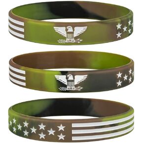 أساور سيليكون من Sainstone Military American Power Eagle مع العلم الأمريكي، وأساور معصم مموهة للجيش باللون الأخضر العسكري وتمويه الغابة للرجال والنساء للوطنيين الأمريكيين ومشجعي الجيش والرياضة in Kuwait