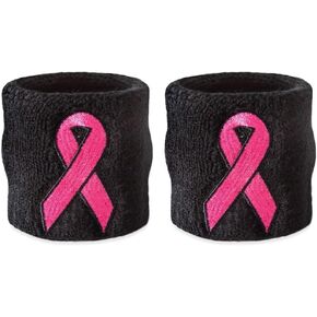 Suddora Pink Ribbon Wristbands - Bulk Breast Cancer Awareness Sweatbands