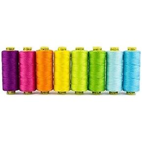 WonderFil Specialty Threads Spagetti, 3-Ply 100% Long Staple Double-Gassed Egyptian Cotton, Tropics - Set of 8