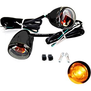 Front Gloss Black Bullet Smoked Turn Signals For Harley 2004-2013 Sportster XL