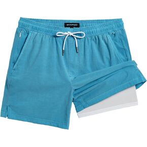 maamgic Men's Swim Trunks with Compression Liner 5.5 inch Beach Shorts Quick Dry Bathing Suits with Zipper Pocket