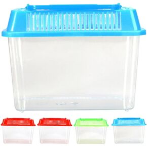 POPETPOP Plastic Fish Bowls -5pcs Mini Portable Fish Tank Pet Box with Handle Plastic Fish Bowls Handheld Travel Fish Tank Betta Fish Container House for Reptile Hermit Crab Tank