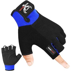BEAST RAGE Workout Gloves for Men, Durable Palm Grip Gym Gloves Women Half Finger Elasticated Training Weight Lifting Strength Bodybuilding Anti Slip Cycling Gloves Exercise