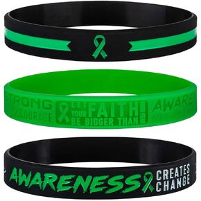 Sainstone Green Ribbon Awareness Motivational Silicone Bracelets with Inspirational Saying - FAITH, STRONG, AWARENESS, Colourful Cancer Wristbands Gifts for Men Women, Survivors, Nurses in Saudi Arabia