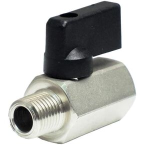 Nigo Industrial Co. Forged Brass Mini Ball Valve, Nickel Plated, 1/4 Turn Operation Handle, 1/4" NPT Male x 1/4"NPT Female