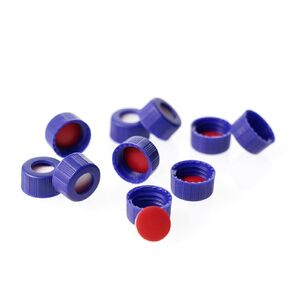 Autosample Vial Pre-Slit Cap,9-425 HPLC 2ml Vial Screw Thread Blue caps, 9mm Cap with Red PTFE/White Silicone Liner, PK of 100