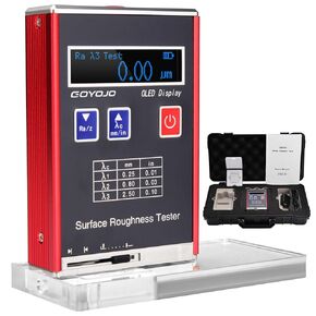 GOYOJO Surface Roughness Tester Meter High Accuracy 0.01μm Profilometer Portable Profile Gauge 4 Testing Parameters Ra/Rq 0.05~15.0μm Rz/Rt 0.1~50.0μm
