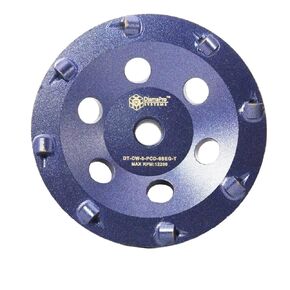 DiamaPro Systems DT-CW-5-PCD-8SEG-T Threaded 5 Inch 8 Segment 1/4 Round PCD Concrete Grinding Cup Wheel Grinding, Preparation, & Removing Coating